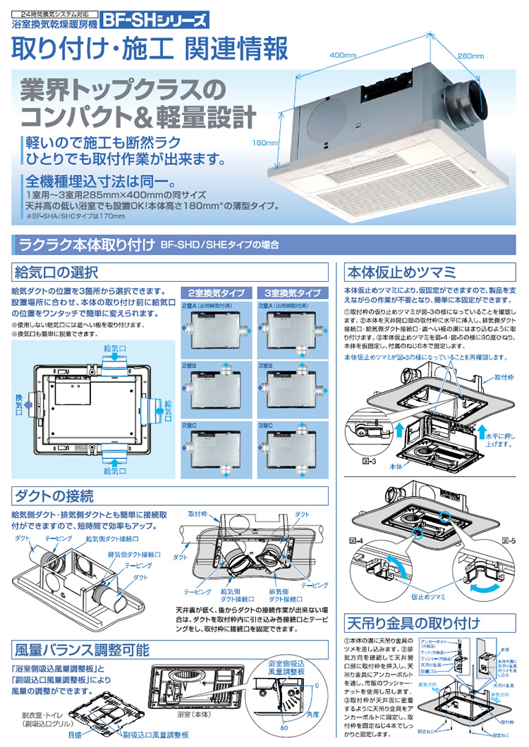 業界トップクラスのコンパクト&軽量設計で施工が断然ラクです