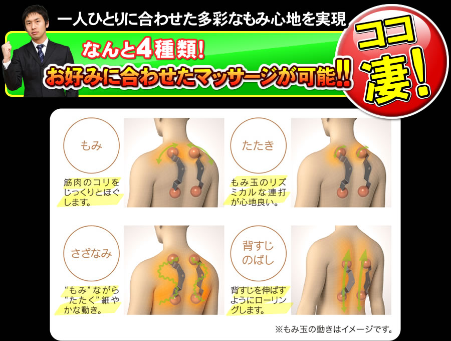 MTR-H510はお好みに合わせたマッサージが可能
